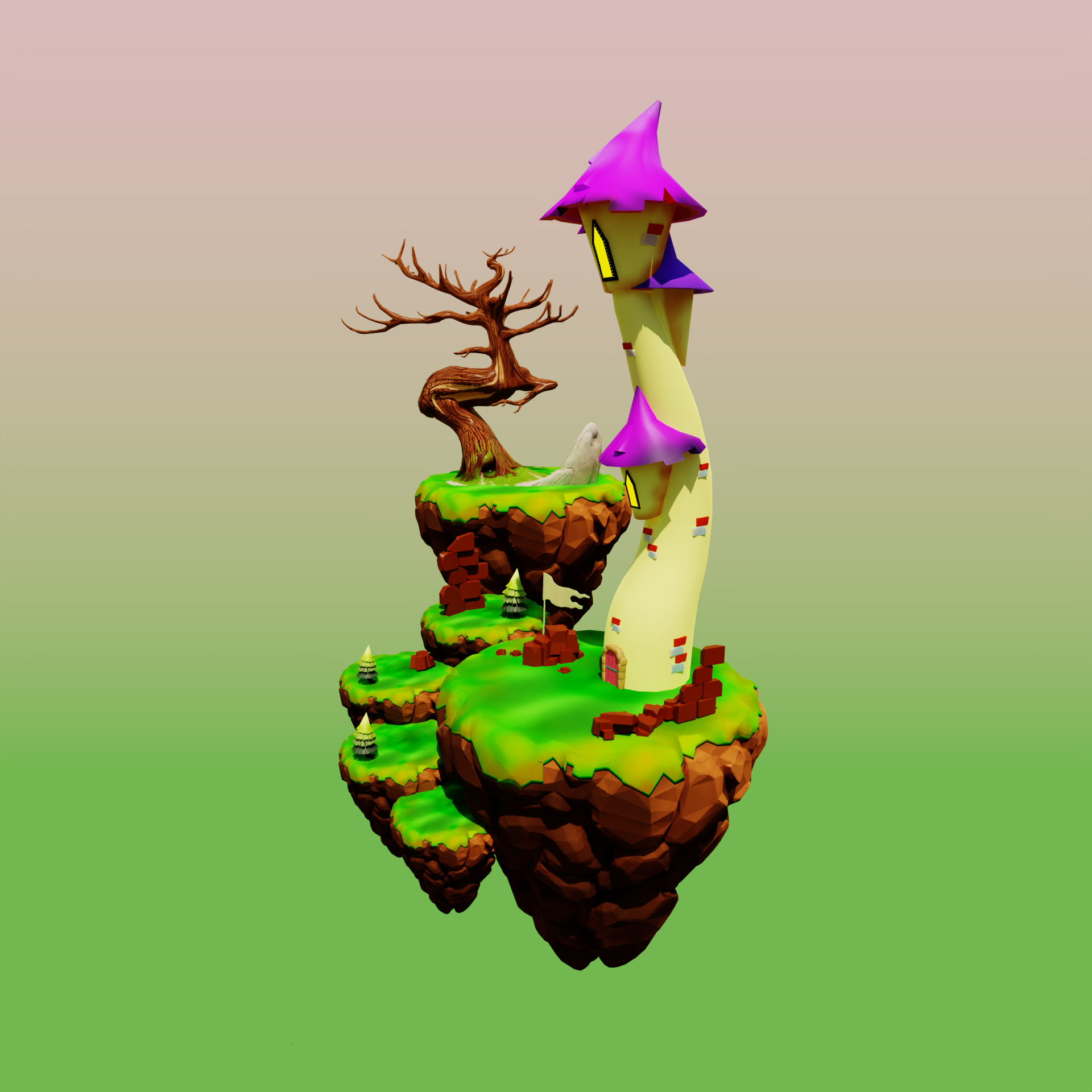 LowPoly Floating Castle preview image 1